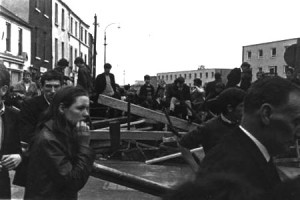 Barricades erected during the Battle of the Bogside in August 1969, in Derry. 