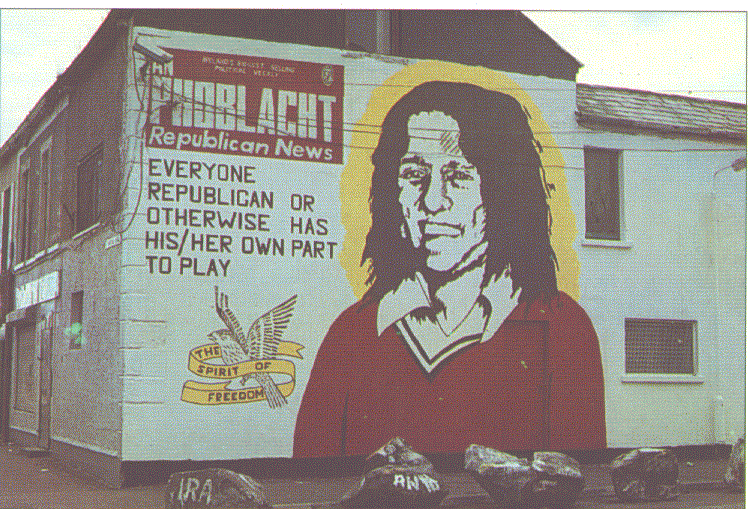 Sevastopol Street & Falls Road, Belfast, 1990. Bobby Sands. (Bill Rolston)