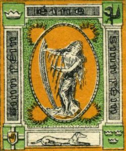 1908-1916 Sinn Fein Stamp: Erin and Harp