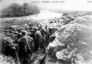 An example of early German trenches, note the lack of depth of the actual trench. 