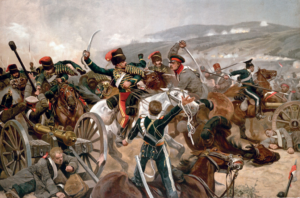The doomed charge of the Light Brigade at the Battle of Balakava during the Crimean War of 1854-1856. The failure and high casualties of this charge should have proven the obsolescence of the massed cavalry charge; unfortunately it did not. 