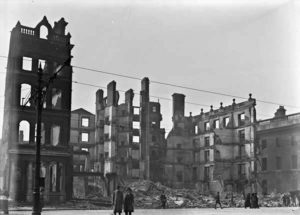 Remains of the Metropole Hotel on Sackville Street. In order to get a clear firing lane at the GPO, British artillery leveled everything in its way. 